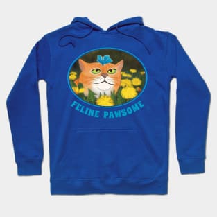 Feline Pawsome – adorable illustration of a tabby cat with a butterfly on his head Hoodie